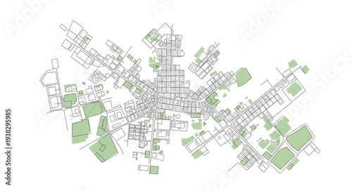 Urban Map with Green Spaces.