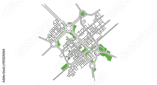 Urban Map with Green Spaces.