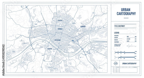 Urban Cartography Map with Legend.