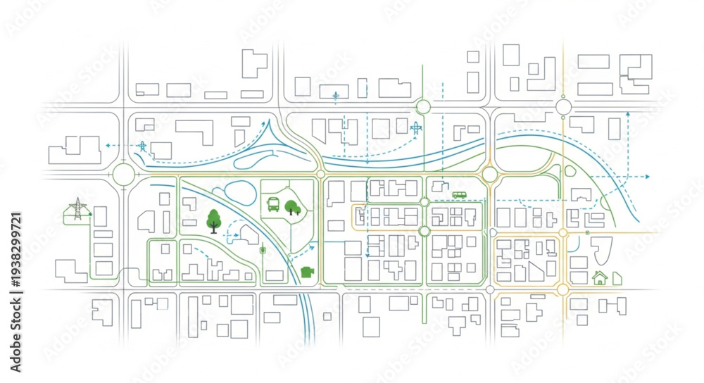 Fototapeta premium Urban Map Blueprint City Planning.