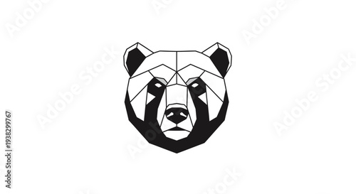 Geometric bear head in black lines.