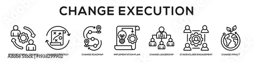 Change Execution web banner icon illustration concept