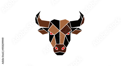 Geometric Bull Head Illustration with Horns.