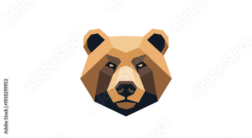 Geometric bear head in brown tones.