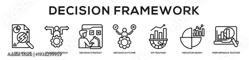Decision Framework web banner icon illustration concept