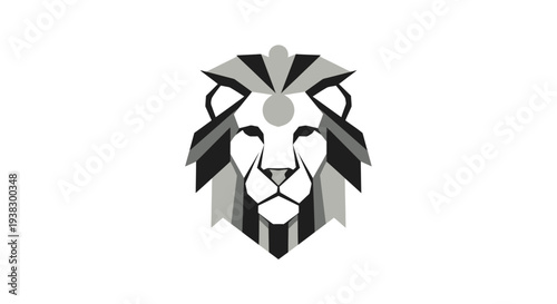 Geometric Lion Head Illustration Design Element.