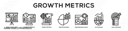 Growth Metrics web banner icon illustration concept
