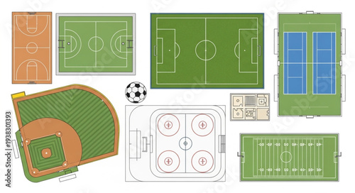 Collection of Sports Field Diagrams and Layouts.