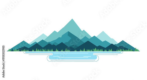 Mountain range landscape with water.