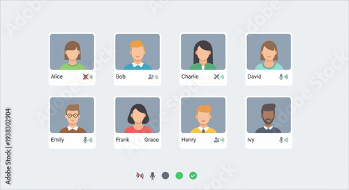 Diverse group of cartoon people faces.