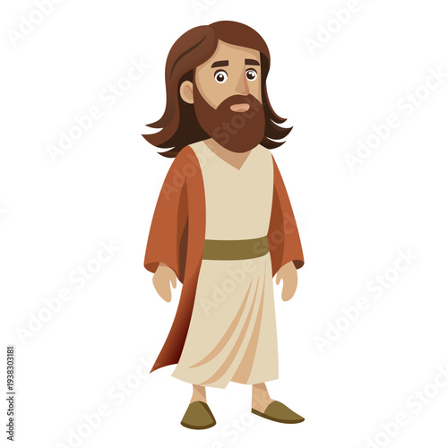 Full Body Jesus Christ Looking Forward Silhouette on White Background