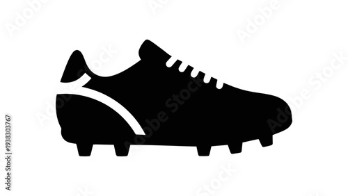 Vector illustration of black soccer cleat shoe on a transparent background