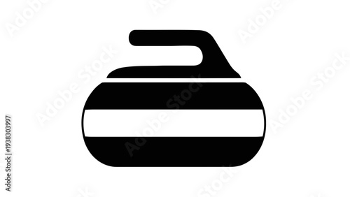 Vector illustration of a black and white icon of a curling stone on a on a transparent background