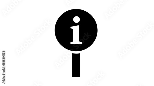 Vector illustration of black information icon with a white lowercase i on a transparent background