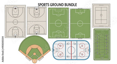 Collection of Various Sports Field Layouts and Designs.