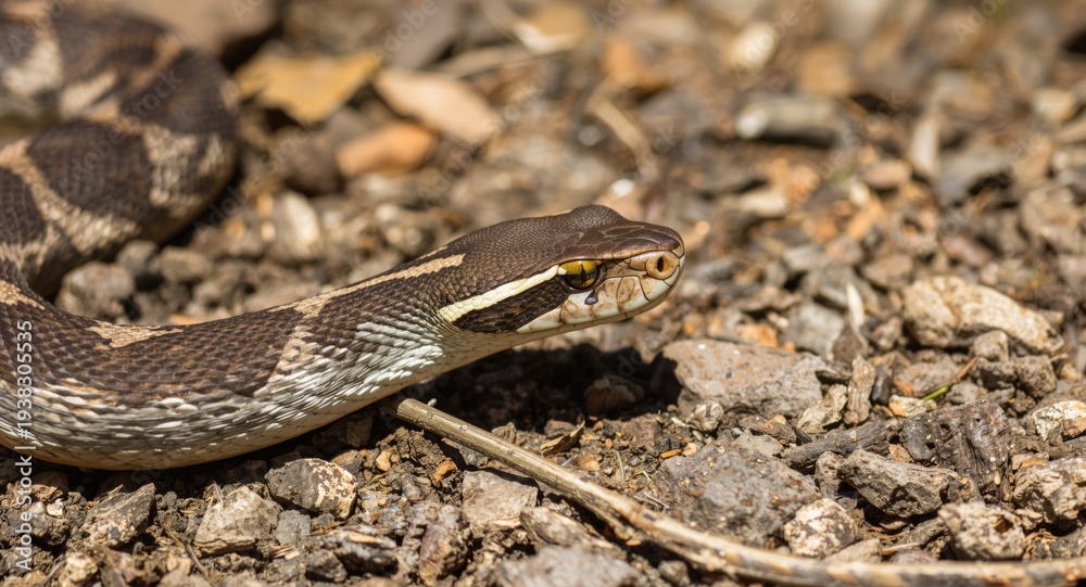 Fototapeta premium Eastern brown snake in bright sunlight showing its distinctive markings