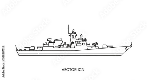 Vector Illustration of Naval Warship.