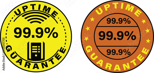 Uptime Guarantee Badge Set with 99.9 Percent Server Reliability Label Design