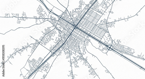 Vintage City Map Navigation Route.