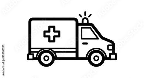 Wallpaper Mural Black and white illustration of a vehicle. It has a cross emblem on its side, a flashing light, and wheels Torontodigital.ca