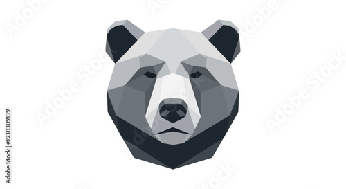 Geometric Low Poly Panda Bear Head Illustration.
