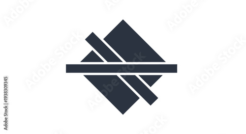 Geometric shapes in dark gray.