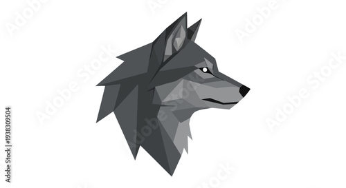 Geometric Wolf Head Illustration Profile.