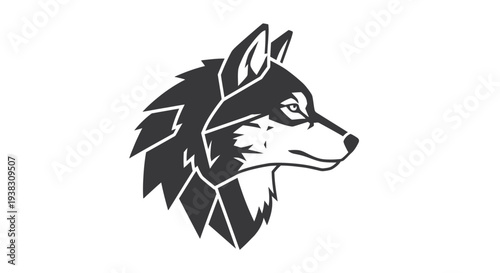 Geometric Wolf Head Illustration Profile View.