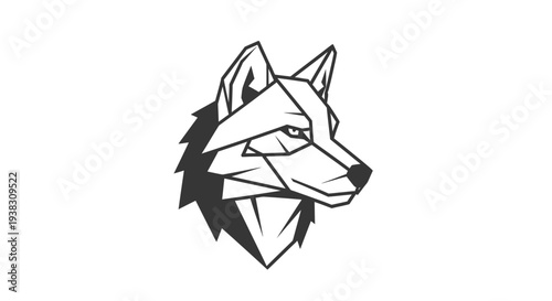 Geometric wolf head illustration profile.