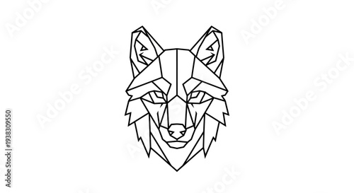 Geometric Wolf Head Line Art Illustration.