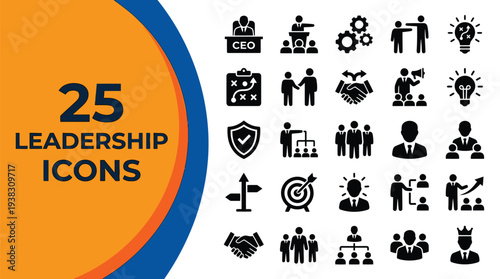 Leadership icons show strong management skills and team.