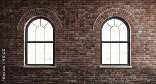 Abstract background for loft design highlighting two arched windows in old brick wall