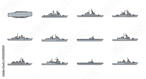 Various Naval Ships and Boats.