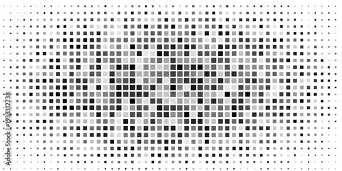 Mesh abstract rectangle halftone gradient texture. Vanishing polka dot background. Repeating dots gradation abstract