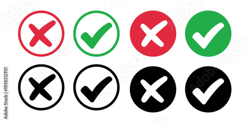 Set check mark and cross. Vector illustartion
