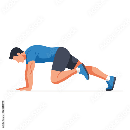 Man doing mountain climber exercise for fitness and cardio workout
