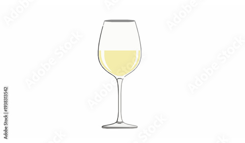 Minimalist white wine glass vector isolated on white background for restaurant or bar design