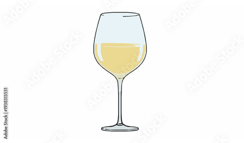 White wine glass vector illustration isolated on white background for beverage design