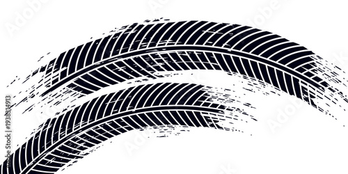 unge tire track, wheel braking marks. Truck, car or motorcycle tread pattern silhouette. Auto race, motorsport, speed racing design element. eps 10