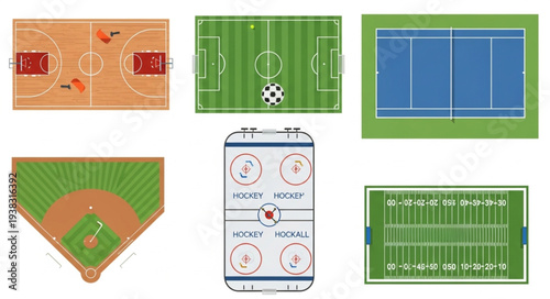Collection of Sports Fields and Courts from Above.