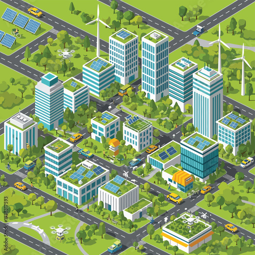 Sustainable Cityscape with Green Energy