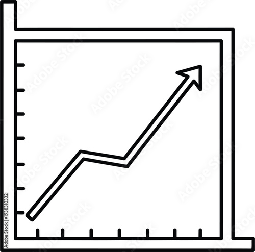 A simple line graph showing an upward trend with a jagged line and axis markers.