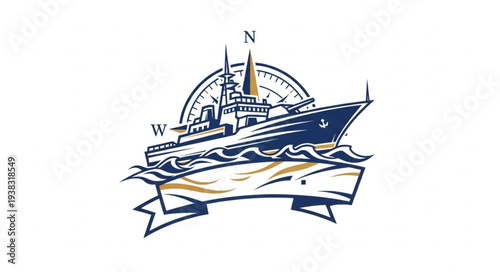 Vintage Ship Navigation Illustration Art.