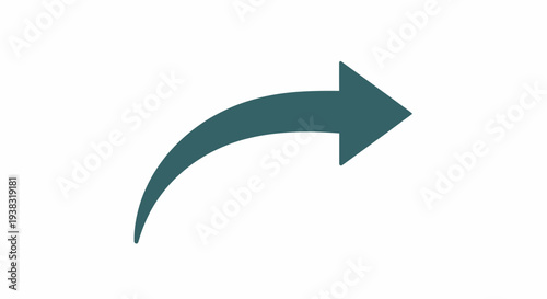 Curved Arrow Icon, Forward Direction, Simple Graphic Element