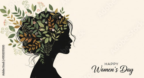 Elegant woman celebrating Women's Day with floral hair design