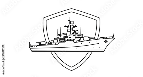 Warship Illustration Shield Protection Navy.