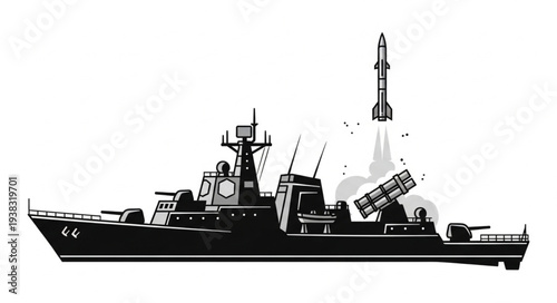 Warship Launching Missile Naval Vessel.