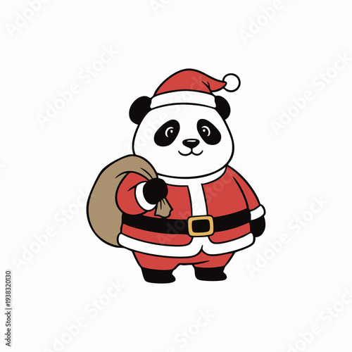 festive panda bear dressed as santa claus