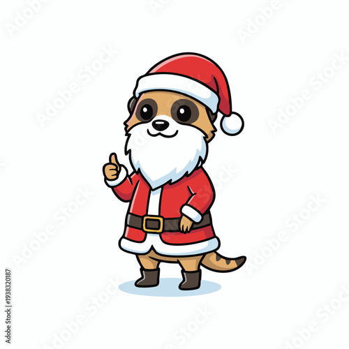 festive meerkat santa gives thumbs up