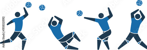 volleyball, player, sport, athlete, action, jump, spike, block, serve, game, competition, team, training, fitness, activity, silhouette, icon, motion, recreation, set